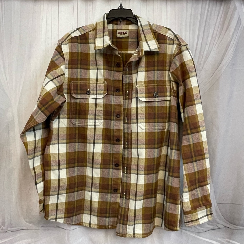 RedHead Multi-Color Plaid Shirt Large L Flannel Button Down Mens Western